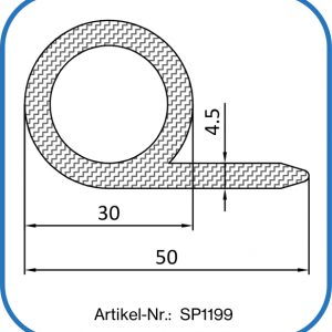 Silikon Fahnenprofil 50x30x4,5mm, Notengummi