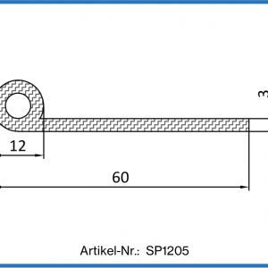 Fahnendichtung aus Silikon 60x12x3mm, Notendichtung aus Gummi