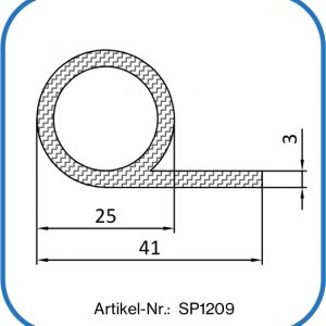 Silikon Fahnenprofil 41x25x3mm, Notengummi, Notenprofil, Fahnengummi