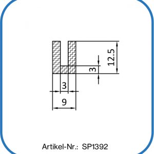 Aufsteckprofil aus Silikon für eine 3 mm Kante. Temperaturbereich bis +200°C